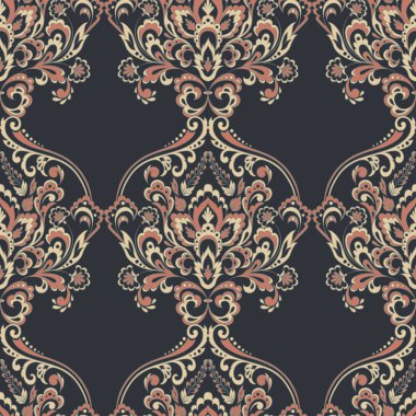 Çiçeksiz, desensiz, klasik bir çiçek. Klasik Barok duvar kâğıdı. Kusursuz vektör arkaplanı