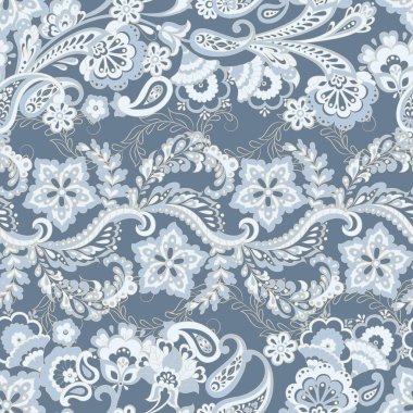 Etnik çiçekler kusursuz vektör deseni. Çiçek mahsulü arka plan