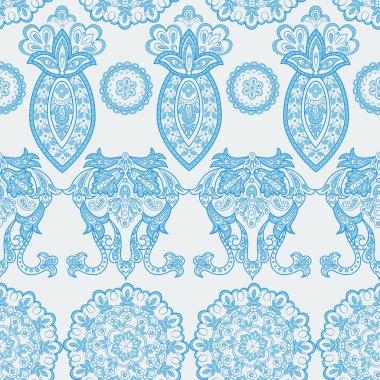 Etnik çiçeklerle kusursuz desen. Vintage Vektör Çiçek İllüstrasyonu