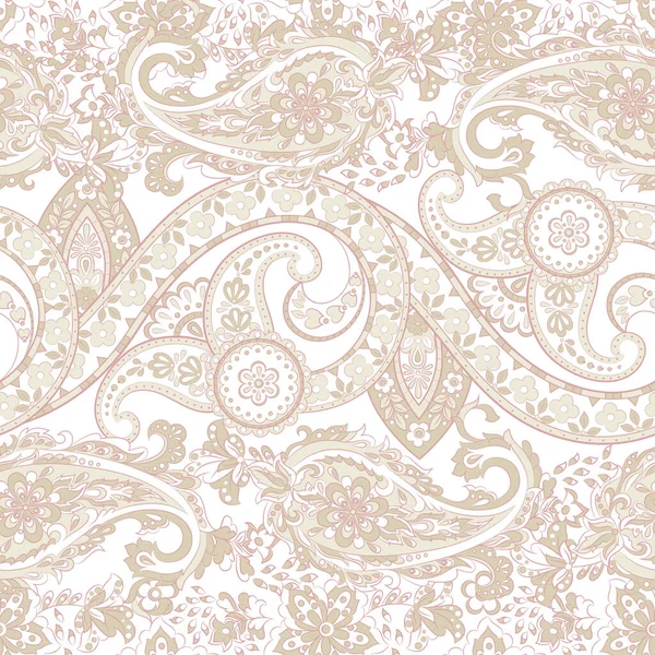 Paisley padrão sem costura com flores em estilo indiano. Fundo vetorial floral — Vetor de Stock