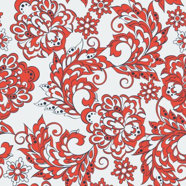 Etnik çiçekler pürüzsüz vektör deseni