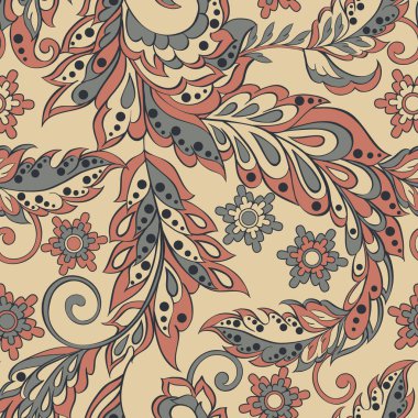 Hint tarzında kusursuz bir desen. Çiçek vektör illüstrasyonu