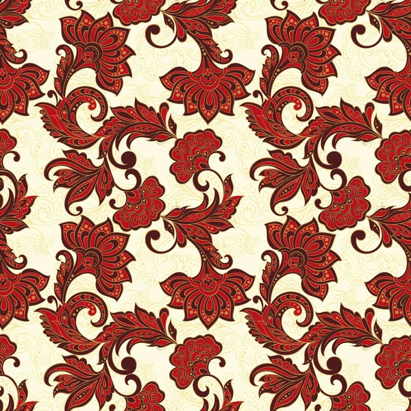 Motif floral indien sans couture dans le style batik — Image vectorielle