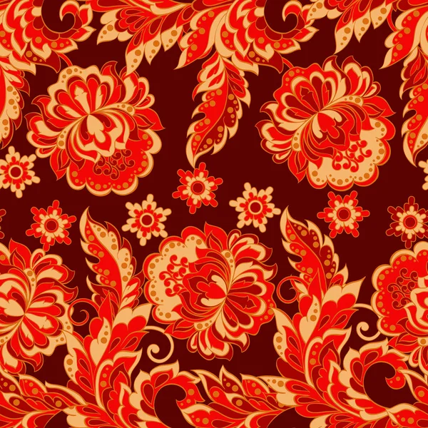 Ornamento folclórico do vetor Batik. Padrão sem emenda floral étnico. — Vetor de Stock