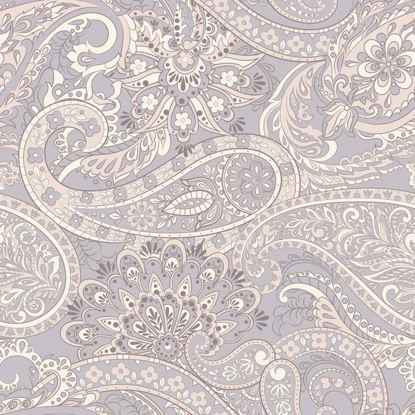 Florales, nahtloses Muster mit Paisley-Ornament. Damast-Vektorhintergrund — Stockvektor