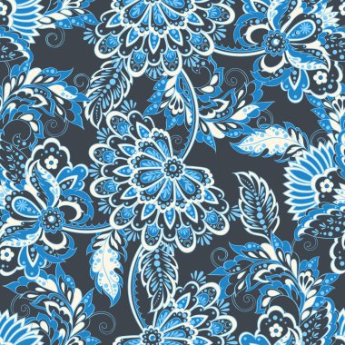 Hint batik tarzında klasik bir model. Çiçek vektör arkaplanı