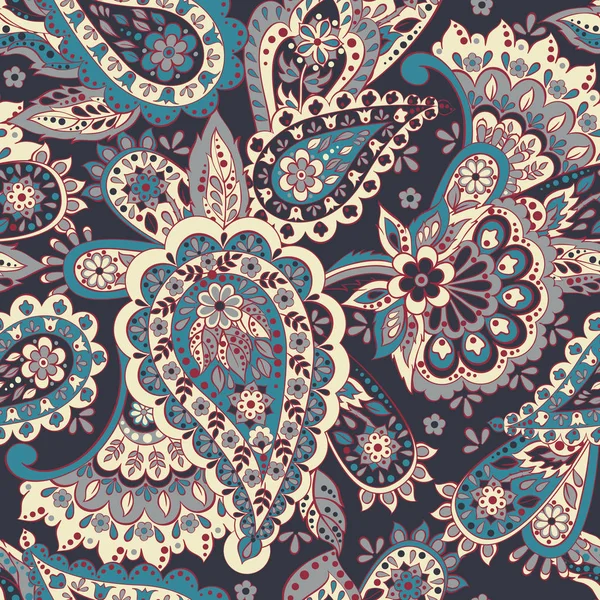 Paisley sömlöst mönster. Vektorillustration i asiatisk textilstil — Stock vektor