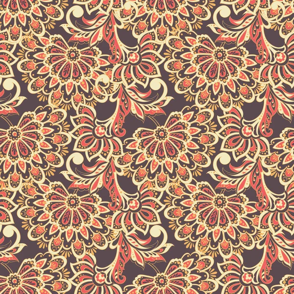 Folklorisk Batik vektor prydnad. Etnisk blommig sömlös mönster. — Stock vektor