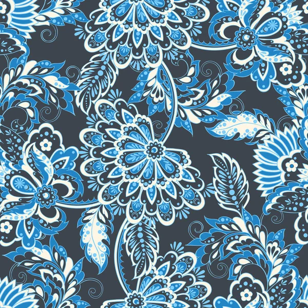 Patrón vintage en estilo batik indio. fondo vector floral — Vector de stock