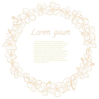 Çiçek çelenk el çekilmiş. Davetiyeler için kare kart tasarım düğün tarihi Kaydet.