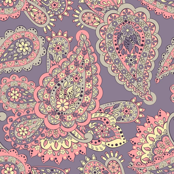 Patrón Sin Costura Floral Con Ornamento Paisley Ilustración Vectorial Estilo — Archivo Imágenes Vectoriales