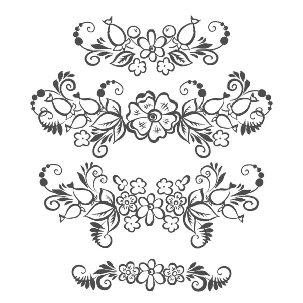 Hand drawn floral design elements — Stock Vector