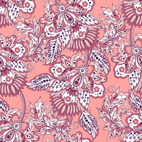 Flores vintage patrón sin costuras. Fondo vectorial floral étnico — Archivo Imágenes Vectoriales