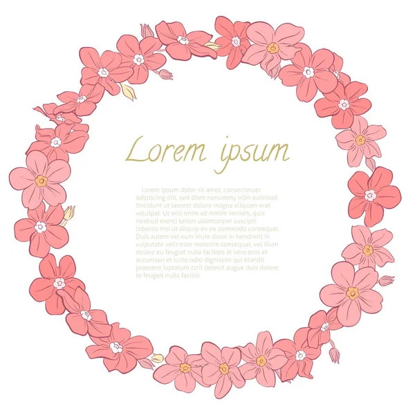 Wreath Hand Drawn Flowers Frame Invitation Cards Date Wedding Card — Stock Vector