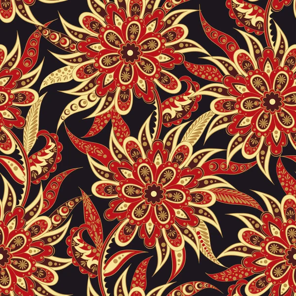 Florales Nahtloses Muster Folklorisches Batik Vektorornament — Stockvektor