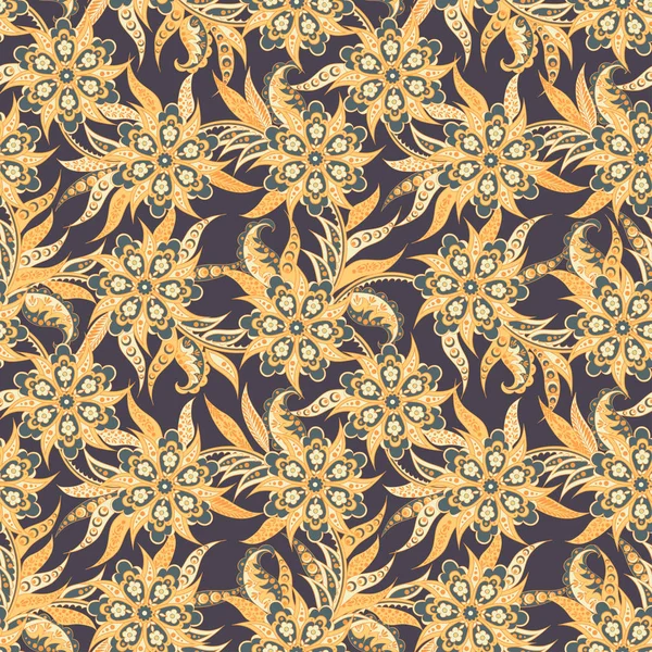 Ornement vectoriel batik folklorique. Ethnique Floral motif sans couture — Image vectorielle