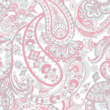 Şal desenli çiçek vektör çizimi. Kusursuz arkaplan