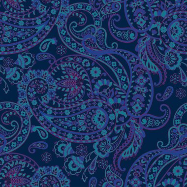 Paisley folklorik çiçekleri kusursuz desen. Etnik çiçek vektörü