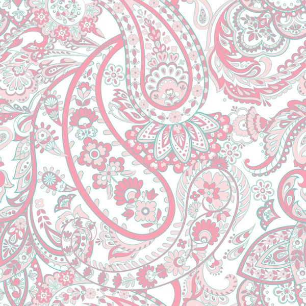 Floral διανυσματική απεικόνιση με μοτίβο Paisley. Απρόσκοπτη φόντο — Διανυσματικό Αρχείο