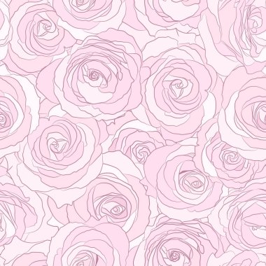 Kusursuz desenli güller, vektör çiçekli çizimler. Doğa arkaplanı