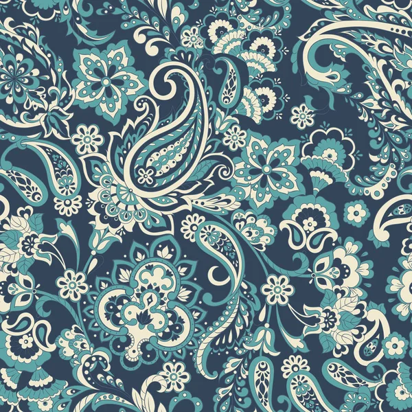 Padrão sem costura floral com ornamento paisley. — Vetor de Stock