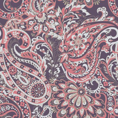 Paisley deseni. Kusursuz Asya Tekstil Arkaplanı