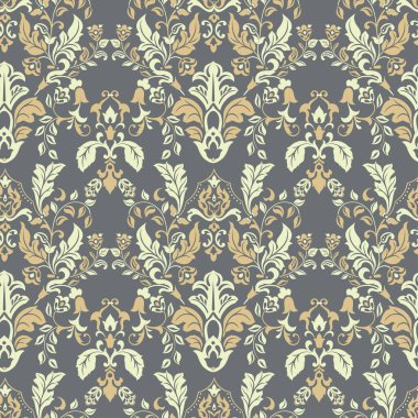 Çiçeksiz, desensiz, klasik bir çiçek. Klasik Barok duvar kâğıdı. Kusursuz vektör arkaplanı