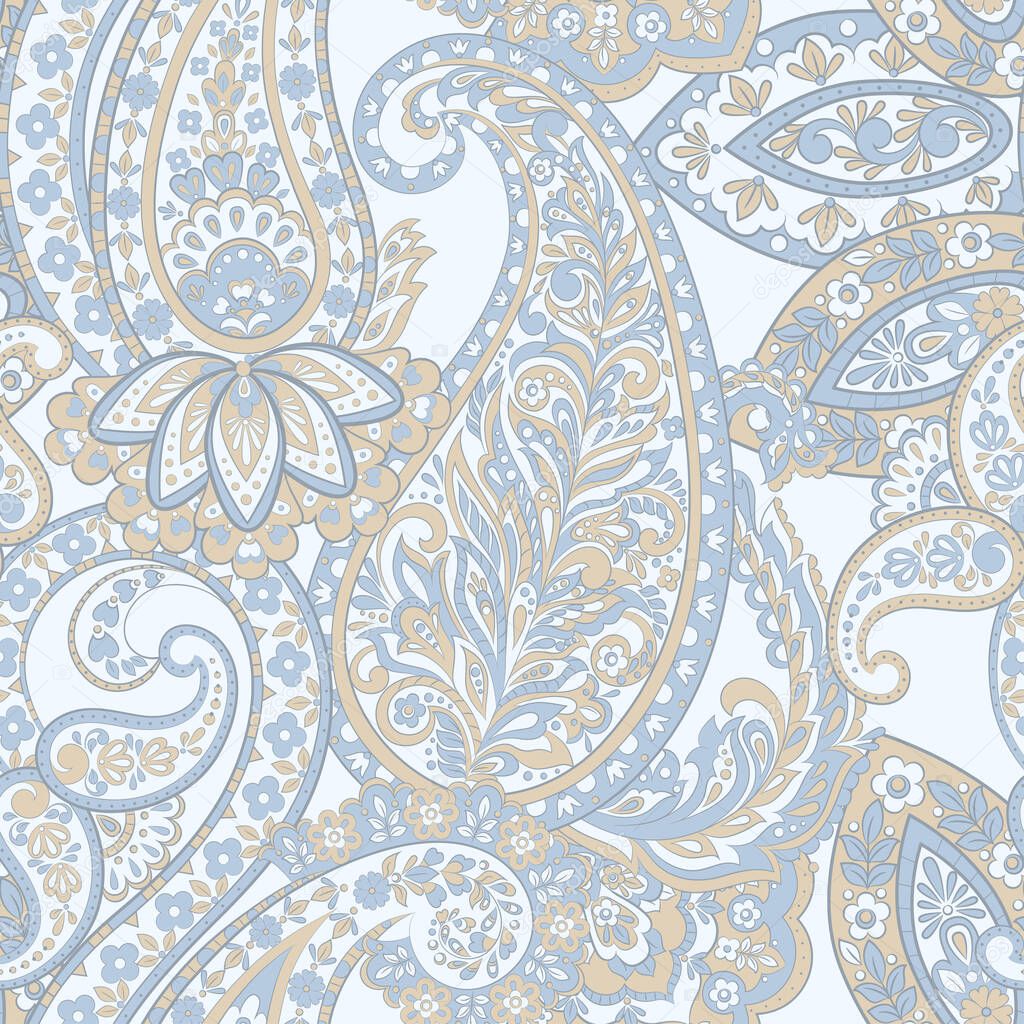 Seamless pattern with paisley ornament. Vector illustration
