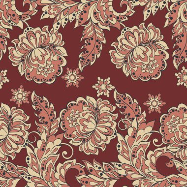 Damask tarzında kusursuz çiçek deseni. Vintage vektör illüstrasyonu.