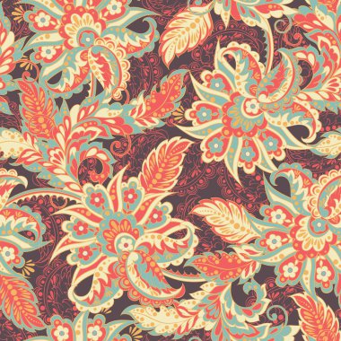 Folklorik çiçekler kusursuz desen. Etnik çiçek vektör süsü