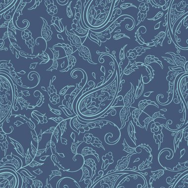 Asya batik stilinde desensiz tekstil deseni