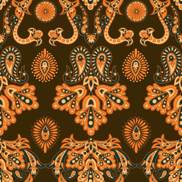 佩斯利无缝饰品 亚洲纺织品风格的矢量图解 — 图库矢量图片