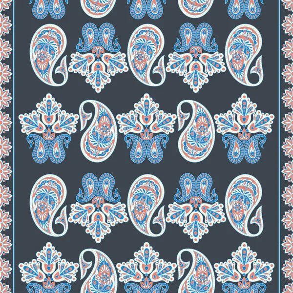 亚洲蜡染风格的佩斯利无缝纺织图案 — 图库矢量图片