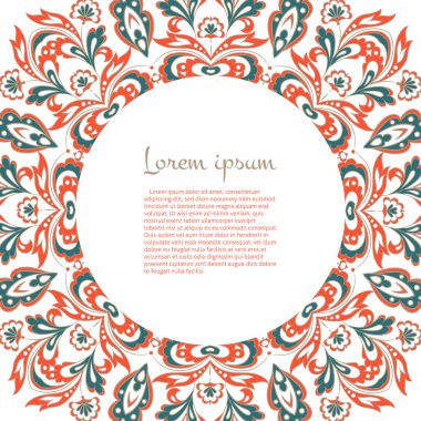 Mandala süslemeli metnin için doğu tarzı vektör şablonu. 