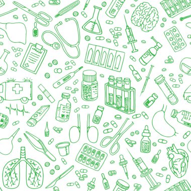 Tıbbî karalama. El çizimi vektörsüz desen