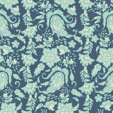 Hint tarzında kusursuz desenli. Çiçek vektör illüstrasyonu