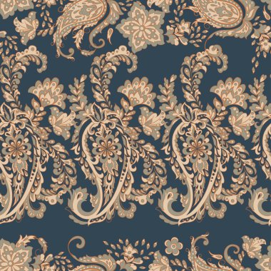 Folklorik Batik vektör süsü. Paisley Çiçeksiz desen.