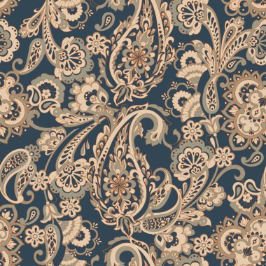 Çiçeksiz desenli desenli şal desenli süs. damasör vektör arkaplanı