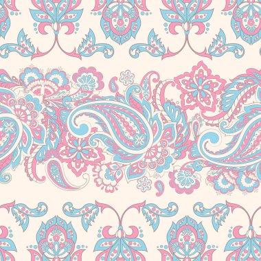 Asya batik stilinde desensiz tekstil deseni