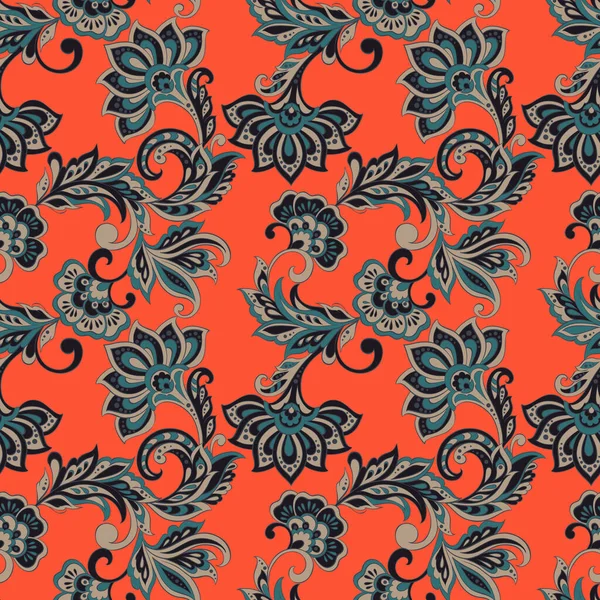 Motif Sans Couture Avec Des Fleurs Style Indien Fond Vectoriel — Image vectorielle