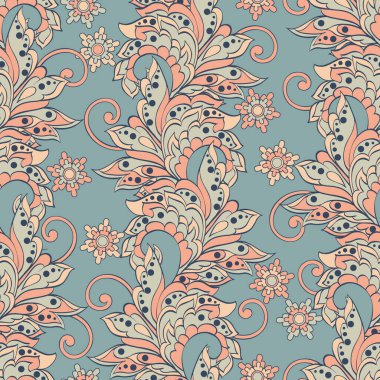 Çiçeklerin pürüzsüz deseni. Tekstil için çiçek vektör illüstrasyonu