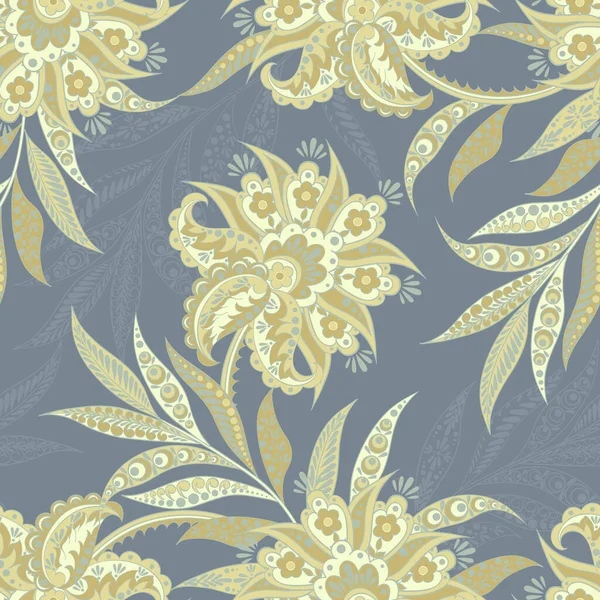 Motif Vintage Dans Style Batik Indien Fond Vectoriel Floral — Image vectorielle