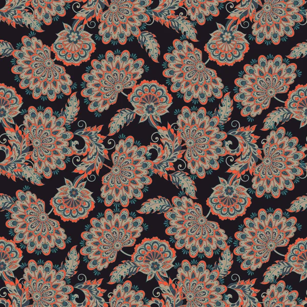 Flores Vintage Patrón Sin Costuras Fondo Vectorial Floral Étnico — Vector de stock