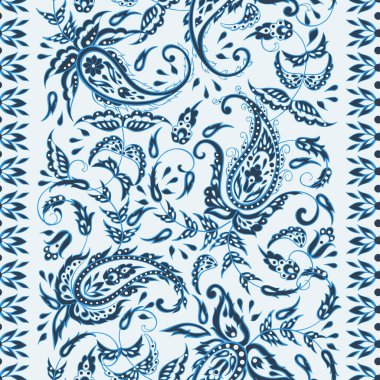 Kusursuz Asya Tekstil Arkaplanı. Paisley Deseni 