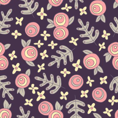 Karalama çiçekleriyle sonsuz çiçek deseni