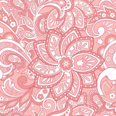 Etnik çiçekler pürüzsüz desen. Çiçek vektör arkaplanı