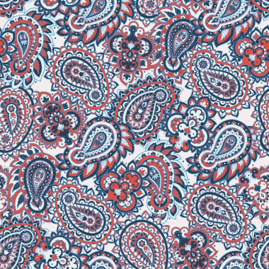 Paisley çiçekli, dikişsiz desen. Asya vektör arkaplanı