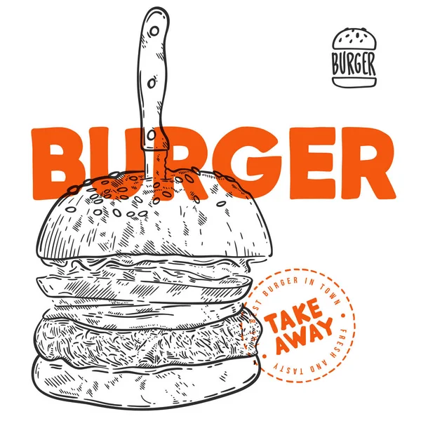 Burger Illustration För Mat Restaurang Och Lastbil — Stock vektor