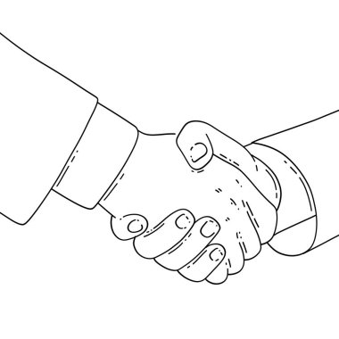 ve bir tokalaşma resmi çizdi.