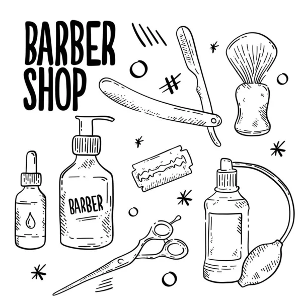 Doodle Sketch Friseur Salon Ikonen Handgezeichnetes Doodle Friseursalon Icons Set — Stockvektor